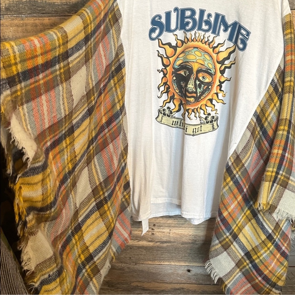 Sublime band upcycle  Graphic Tee poncho .. runs xxl and long